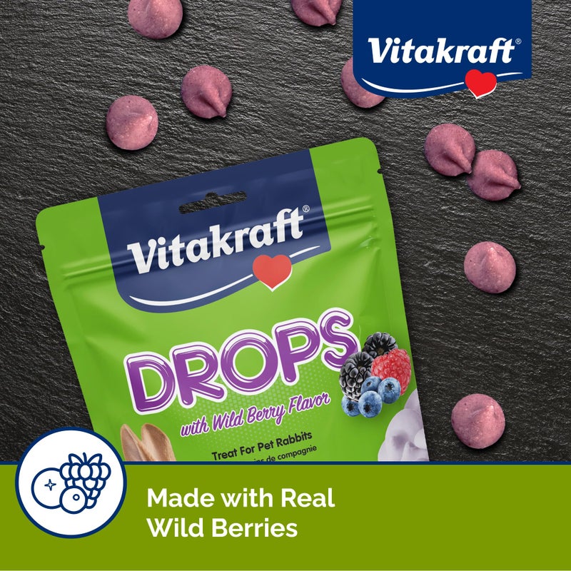 Vitakraft فيتاكرافت دروبس - مكافآت الأرانب بنكهة التوت البري – 5.3 أوقية وجبات خفيفة لذيذة قائمة على الزبادي للأرانب، خنازير غينيا، الهمستر، الجربيل، الفئران، الجرذان، الشينشيلا، وغيرها من الحيوانات الصغيرة. - Image 3